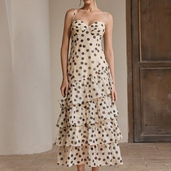 Multicolor Elegant Women's Polka Dot Camisole Sundress - Picture 4 of 6